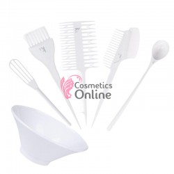 Set pentru vopsit parul, calitate superioara, de culoare Alb, cu 6 piese model K1